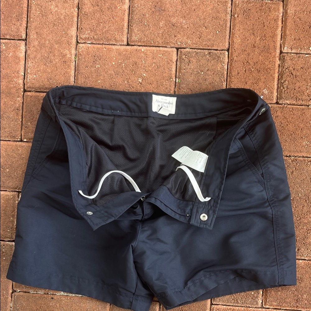 Abercrombie & Fitch Dark Blue Men's Swim Trunks - Picture 3 of 4